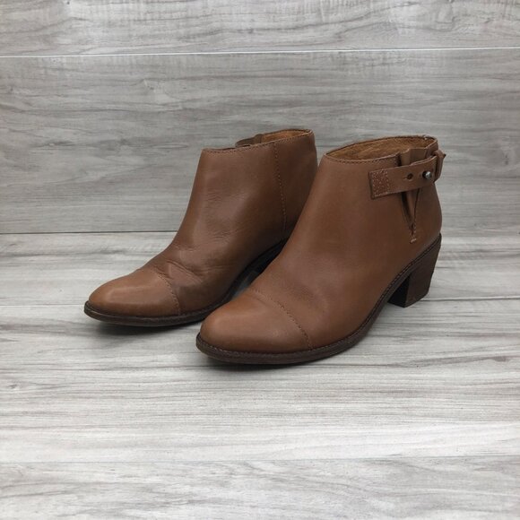 Madewell Ankle boots Womens 6 Brown Leather Slip On Side Snap Cap Toe Booties - Picture 3 of 13